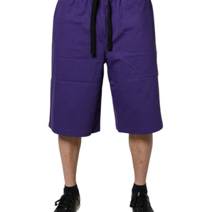 Dolce &amp; Gabbana Purple Cotton Men Bermuda Sweatshorts Shorts