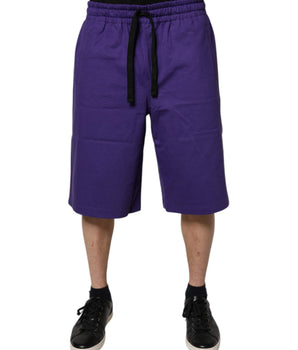 Dolce & Gabbana Purple Cotton Men Bermuda Sweatshorts Shorts