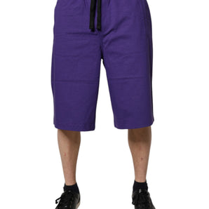 Dolce & Gabbana Purple Cotton Men Bermuda Sweatshorts Shorts