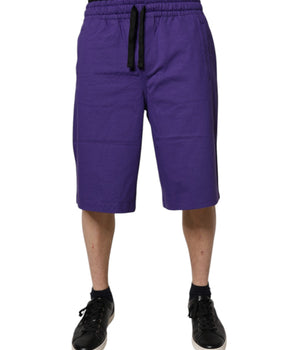 Dolce &amp; Gabbana Purple Cotton Men Bermuda Sweatshorts Shorts