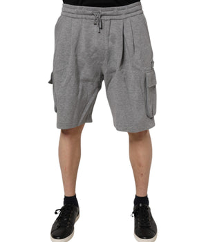 Dolce & Gabbana Gray Cotton Cargo Bermuda Sweatshorts Shorts