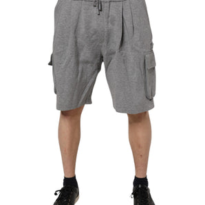 Dolce &amp; Gabbana Gray Cotton Cargo Bermuda Sweatshorts Shorts