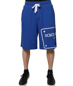Dolce & Gabbana Blue Logo Cotton Bermuda Sweatshorts Shorts
