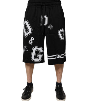Dolce & Gabbana Black Logo Cotton Bermuda Sweatshorts Shorts