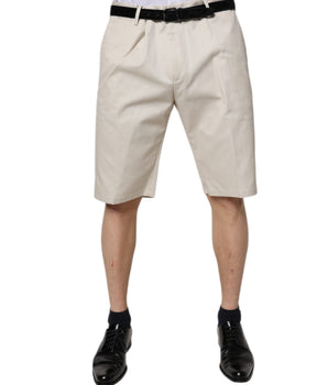 Dolce & Gabbana Beige Cotton Stretch Mid Waist Bermuda Shorts