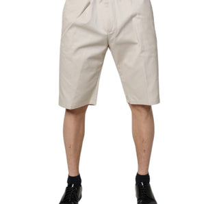 Dolce &amp; Gabbana Beige Cotton Stretch Mid Waist Bermuda Shorts