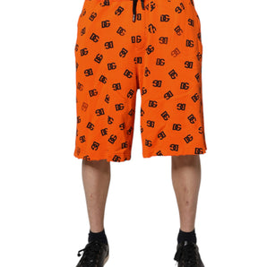 Dolce &amp; Gabbana Orange Logo Monogram Cotton Bermuda Shorts
