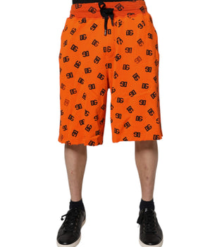 Dolce & Gabbana Orange Logo Monogram Cotton Bermuda Shorts