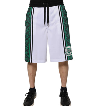 Dolce & Gabbana White Green Men Jersey Sweatshorts Shorts