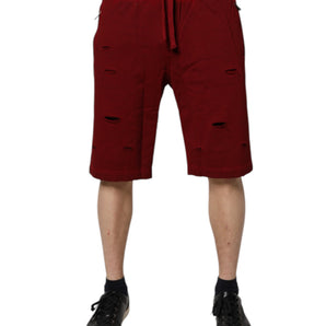 Dolce &amp; Gabbana Bordeaux Cotton Bermuda Men Sweatshorts Shorts