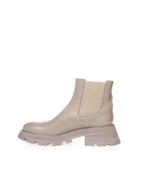 Chic gray leather Alexander McQueen boots for elegant steps