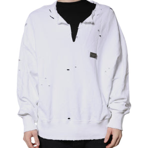 Dolce & Gabbana White Cotton Men Pullover Sweatshirt Sweater