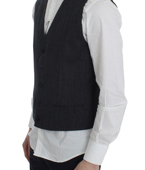Dolce & Gabbana Elegant Gray Striped Wool Vest Dolce & Gabbana 