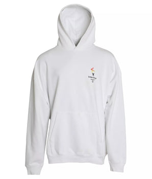 Balenciaga White Cotton Logo Hooded Pullover Oversize Sweater