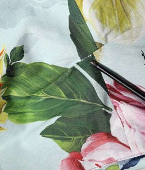 Vestido Dolce &amp; Gabbana de algodón con cuello en V y mangas cortas con estampado floral verde