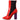 GCDS Red Leather Black Fabric Logo Heel Ankle Boots Shoes
