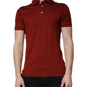 Dolce &amp; Gabbana Red Cotton DG Logo Collared Men Polo T-shirt