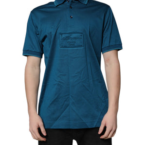 Dolce &amp; Gabbana Blue Logo Cotton Men Polo Shirt T-shirt