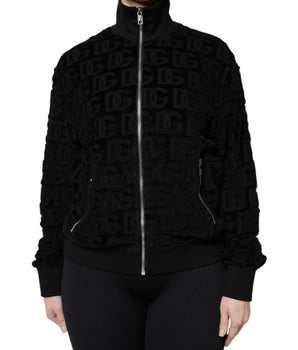 Dolce &amp; Gabbana Chaqueta bomber negra con monograma y cremallera completa