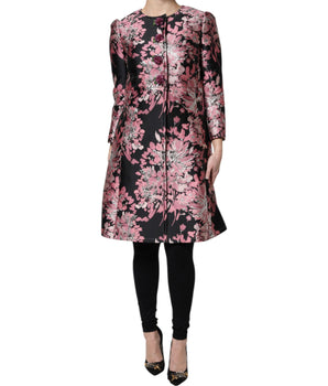Chaqueta gabardina con brocado floral rosa y negro de Dolce &amp; Gabbana