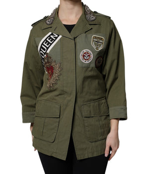 Chaqueta verde militar adornada Queen de Dolce &amp; Gabbana