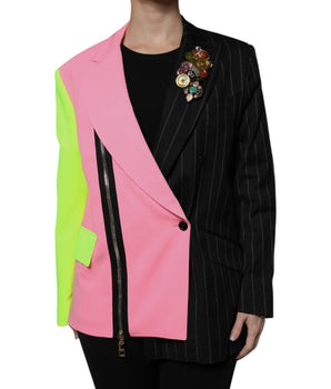 Chaqueta de abrigo con adornos de patchwork multicolor de Dolce &amp; Gabbana