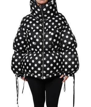 Chaqueta acolchada con cremallera completa y lunares blancos y negros de Dolce &amp; Gabbana