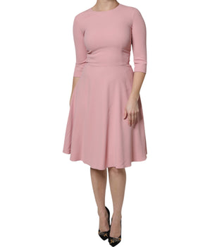 Dolce &amp; Gabbana Vestido rosa evasé de viscosa con mangas 3/4