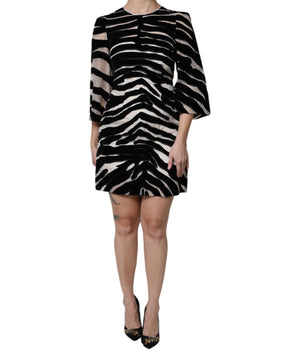 Dolce &amp; Gabbana Minivestido tubo de corte A con cebra en blanco y negro