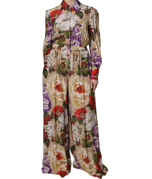 Vestido mono de pierna ancha con estampado floral multicolor de Dolce &amp; Gabbana