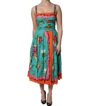 Vestido midi sin mangas de seda con estampado multicolor de Dolce &amp; Gabbana
