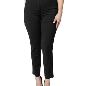 Dolce &amp; Gabbana Black Polyester High Waist Slim Pants