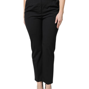 Dolce &amp; Gabbana Black Polyester High Waist Dress Pants