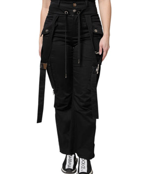 Pantalones cargo de cintura alta de algodón negro de Dolce &amp; Gabbana