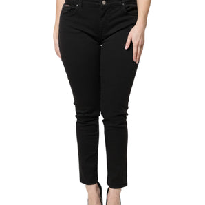 Dolce &amp; Gabbana Black Cotton High Waist Skinny Denim Jeans