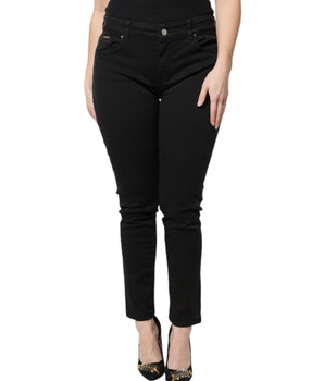 Vaqueros ajustados de talle alto de algodón negro de Dolce &amp; Gabbana