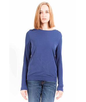 Camiseta de manga larga de viscosa azul elegante de Gant