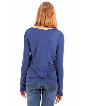 Camiseta de manga larga de viscosa azul elegante de Gant