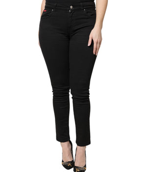 Dolce & Gabbana Black Cotton High Waist Skinny Denim Jeans