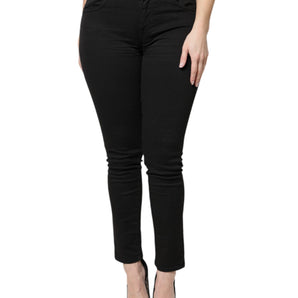 Dolce &amp; Gabbana Black Cotton High Waist Skinny Denim Jeans