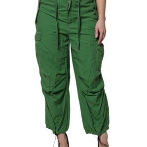 Dolce &amp; Gabbana Green Cotton High Waist Cargo Pants