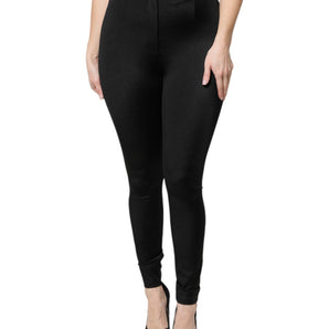 Dolce &amp; Gabbana Black Nylon High Waist Slim Fit Pants