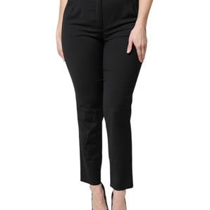 Dolce &amp; Gabbana Black Polyester High Waist Slim Pants