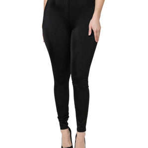Dolce &amp; Gabbana Black Nylon High Waist Slim Fit Pants