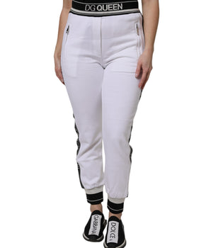 Dolce &amp; Gabbana White Cotton Stretch Jogger Sweatpants Pants