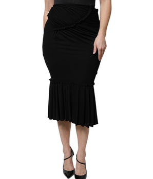 Falda midi de cintura alta con corte sirena en negro de Dolce &amp; Gabbana