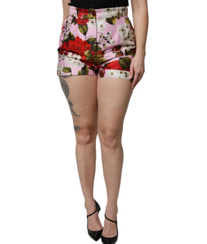 Pantalones cortos de cintura alta con estampado floral rosa de Dolce &amp; Gabbana