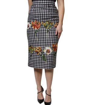 Falda tubo de cintura alta con estampado floral multicolor de Dolce &amp; Gabbana