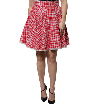Falda Dolce &amp; Gabbana roja y blanca de talle alto, corte A y por encima de la rodilla
