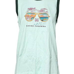 Camiseta sin mangas con estampado gráfico verde claro de Dolce &amp; Gabbana
